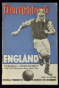 1938 Germany v England international match programme at the Olympic Stadium, Berlin dated 14 May