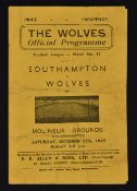 1945/46 War time Wolverhampton Wanderers v Southampton Football Programme dated 27 October 1945, 4