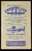 1948/1949 Coventry City v West Bromwich Albion Division 2 match programme dated 19 April 1949. Fair,