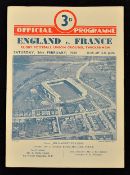 1949 England v France Rugby Programme: England won 8-3 but again it was Ireland's year, taking the