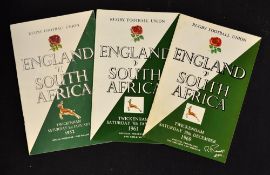 England v South Africa Rugby Programmes 1952, 1961 and 1969 (3): The first being the original '