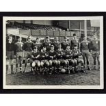 Shrewsbury Town b&w postcard size photograph autographed to the reverse by Alf Wood, Ted Hemsley,