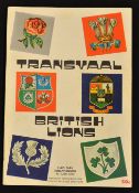 1974 British Lions in South Africa Rugby Programme: v Transvaal at Ellis Park, Jo'burg, on 15th June