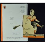 1949 Stan Cullis & Billy Wright civic banquet menu & toast list with player histories, seating