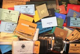 Collection of Wolverhampton Wanderers season tickets, many containing unused stubs from early 1970's