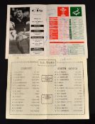 South Africa in Wales Autographed Rugby Programmes (2) v Cardiff, (worn), signed by Onllwyn Brace