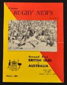 1966 British Lions v Australia Rugby Programme: 2nd Test, equally hard-to-find Brisbane issue,