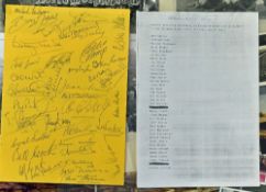 Wolves former players association with signed sheet to include Eddie Clamp, Peter Broadbent, Malcolm