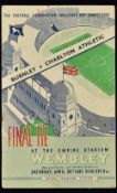 1947 FA Cup Final Burnley v Charlton Athletic football programme date 26 Apr, staple rust and bleed,