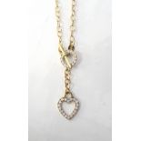 CZ SET NINE CARAT GOLD NECKLACE the belcher link chain with T-bar and CZ set ring clasp,