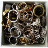 SELECTION OF SILVER AND OTHER RINGS of various designs including a Harley Davidson ring and various