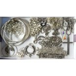 SELECTION OF SILVER JEWELLERY including earrings, bangles, bracelets, and pendants on chains,
