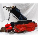 GOLFING INTEREST a Dunlop golf bag with fold out stand and shoulder straps, together with Wilson 3,