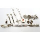 SMALL COLLECTION OF SILVER JEWELLERY comprising a pair of Ola Gorie earrings;