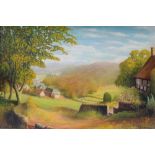 JAMES CRAWFORD Cottage in the country, oil on board, signed, 44cm x 67.