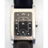 LADIES BAUME & MERCIER WRISTWATCH the rectangular black dial with Arabic numerals,