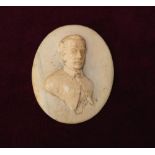 EARLY/MID 19th CENTURY CARVED IVORY MINIATURE PORTRAIT PLAQUE relief decorated with a bust of a