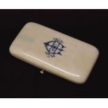 19th CENTURY CONTINENTAL IVORY ETUI the hinged cover with monogram,