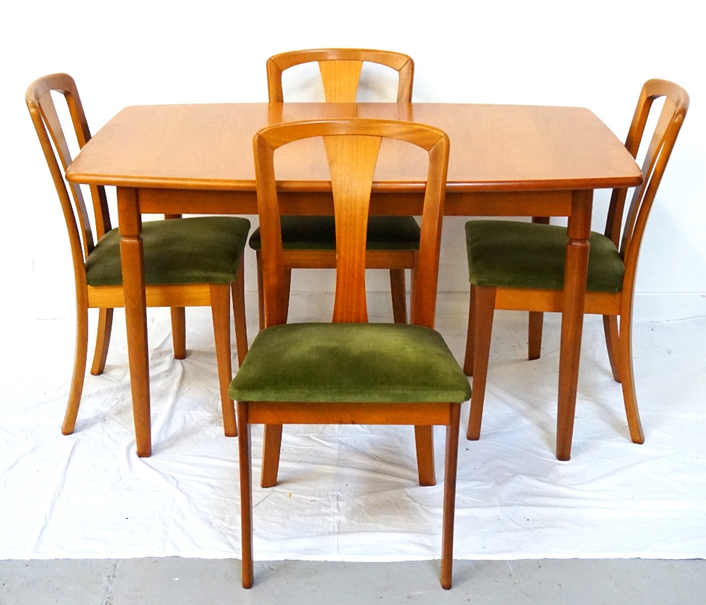 MEREDEW TEAK EXTENDING DINING TABLE with a pull apart and crossbanded top,