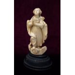 LATE 17th / EARLY 18th CENTUERY INDO-PORTUGUESE CARVED IVORY MADONNA possibly Goa,