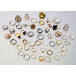 SELECTION OF SILVER AND OTHER RINGS of various designs including stone and paste set examples,