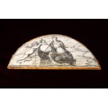 17th CENTURY CONTINENTAL ENGRAVED IVORY PLAQUE highlighted with ink,