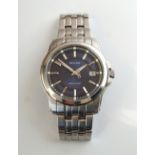 GENTLEMAN'S BULOVA PRECISIONIST WRISTWATCH the blue dial with baton markers and date aperture,