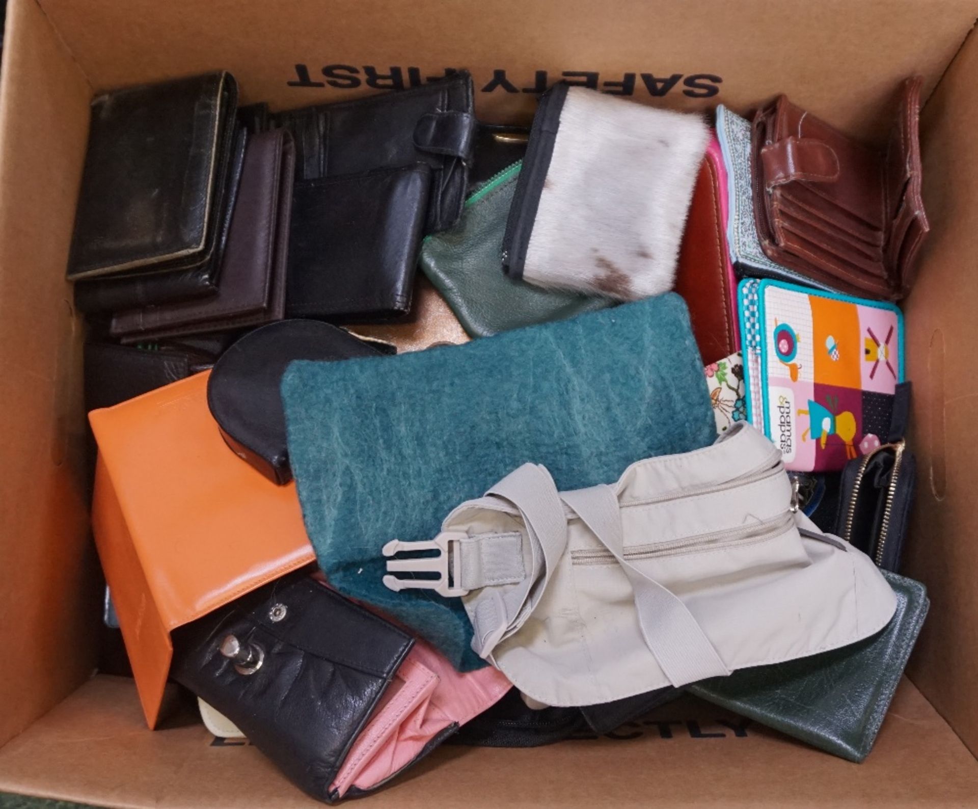 ONE BOX OF PURSES, WALLETS AND DOCUMENT