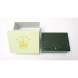 GREEN LEATHER ROLEX WATCH BOX with fitted interior,