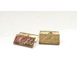 PAIR OF NINE CARAT GOLD CUFFLINKS with oblong chain link panels,