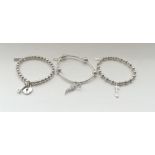 THREE SILVER CHLOBO BRACELETS comprising a Mini Small Ball Feather bracelet,