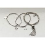 THREE CHLOBO SILVER BRACELETS comprising a Sparkle Ball Moon and Star Tassel bracelet,