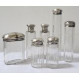 SELECTION OF VICTORIAN SILVER TOPPED TOILET BOTTLES AND JAR sizes vary, Frederic Purnell,