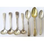 COLLECTION OF GEORGE III SILVER SPOONS comprising four mustard spoons, London makers,