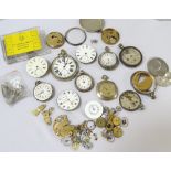 LARGE SELECTION OF POCKET WATCH PARTS including faces, hands and workings,