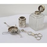 WILLIAM IV SILVER TOPPED GLASS JAR of squat ribbed form,