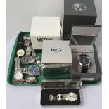 SELECTION OF GENTLEMEN'S WRISTWATCHES including two cased Glodenfield Discretion,