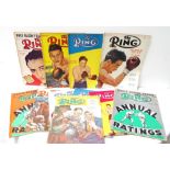 GOOD COLLECTION OF 1950s 'THE RING' BOXING MAGAZINES with artist and photographic covers,