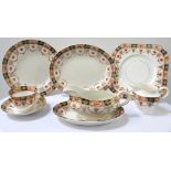 EDWARDIAN 'COLCLOUGH' PART BONE CHINA TEA SERVICE with floral motifs and swags on white ground,