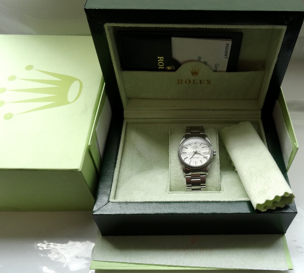 GENTLEMAN'S ROLEX OYSTER PERPETUAL DATE JUST WRISTWATCH with a silvered dial, baton hour markers, - Image 2 of 2