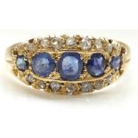 LATE VICTORIAN SAPPHIRE AND DIAMOND CLUSTER RING the central five graduated sapphires with small