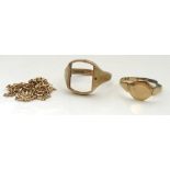 SMALL SELECTION OF GOLD JEWELLERY comprising a nine carat gold neck chain;