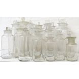 SELECTION OF PHARMACY AND OTHER BOTTLES all with ground stoppers,