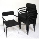 SIX OFFICE STACKING ARMCHAIRS