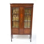 EDWARDIAN INLAID MAHOGANY DISPLAY CABINE