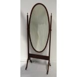 EDWARDIAN MAHOGANY FRAMED OVAL CHEVAL MI