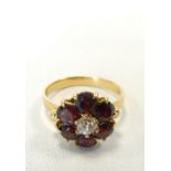 ***WITHDRAWN*** RUBY AND DIAMOND CLUSTER RING the central diamond in six ruby surround,