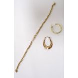 SMALL SELECTION OF GOLD JEWELLERY comprising a nine carat curb link bracelet, 18.