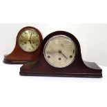 OAK NAPOLEON HAT STYLE MANTLE CLOCK with an eight day movement and Westminster chime,