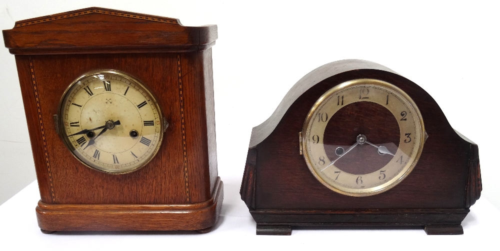 ART DECO WALNUT CASED MANTLE CLOCK with an eight day movement,